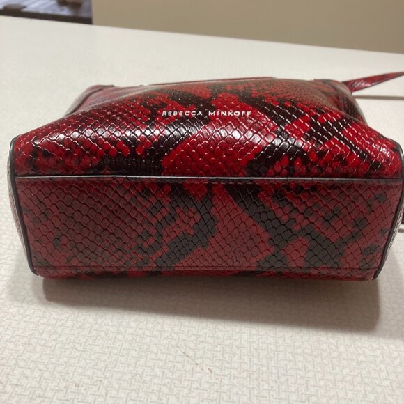 NWOT Rebecca Minkoff Red & Black Snake Embossed Leather Crossbody/Satchel - Picture 8 of 12